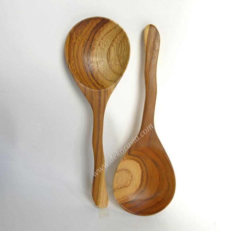 Teak Wood Round Wooden Rice Ladle Spoon - 9.1 inches length | Kitchenware | Free Shipping